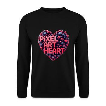 Collage de cœurs en pixel art - Sweat-shirt Unisexe - noir - Devant - Alina (178cm) & Michal (187cm)