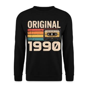 Originaler Retro-Geburtstag von 1990, Vintage 1990 - Unisex Pullover - Schwarz - Vorne - Alina (178cm) & Michal (187cm)