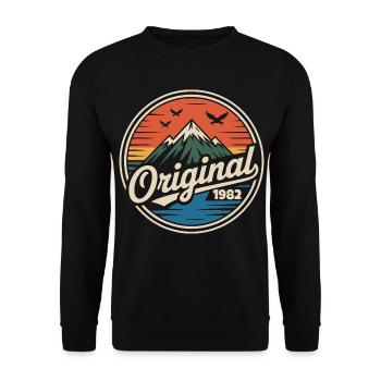 Originales Retro-Jubiläum von 1982 - Unisex Pullover - Schwarz - Vorne - Alina (178cm) & Michal (187cm)