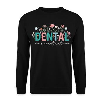 Floral Dental Assistant Dentist Woman - Unisex Sweatshirt - black - Front - Alina (178cm) & Michal (187cm)
