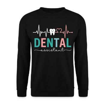 Heartbeat Zahnarztassistent Zahnarzt - Unisex Pullover - Schwarz - Vorne - Alina (178cm) & Michal (187cm)