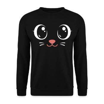 Karnevals Mieze | Big Face Kostüm Verkleidung - Unisex Pullover - Schwarz - Vorne - Alina (178cm) & Michal (187cm)