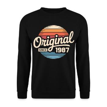 Cadeau d’anniversaire vintage 1987 Vintage 1987 - Sweat-shirt Unisexe - noir - Devant - Alina (178cm) & Michal (187cm)
