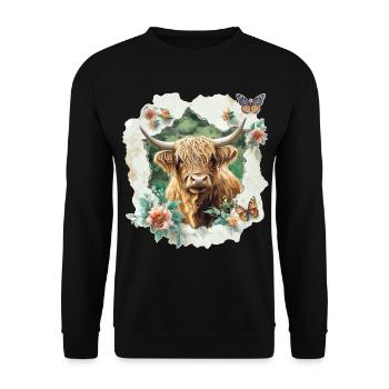 Highland cattle - Unisex Sweatshirt - black - Front - Alina (178cm) & Michal (187cm)