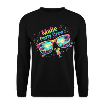 Malle Party Crew Mallorca Summer Party - Unisex Sweatshirt - black - Front - Alina (178cm) & Michal (187cm)