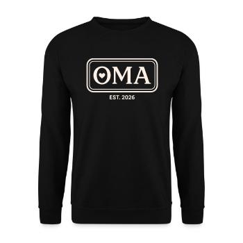 OMA EST. 2026 Proud Grandmother Announcement - Unisex Sweatshirt - black - Front - Alina (178cm) & Michal (187cm)