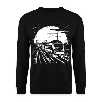 Dessin ferroviaire - Sweat-shirt Unisexe - noir - Devant - Alina (178cm) & Michal (187cm)
