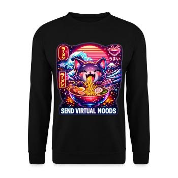 Ramen Neon Cat Kanagawa Retro - Unisex Sweatshirt - black - Front - Alina (178cm) & Michal (187cm)