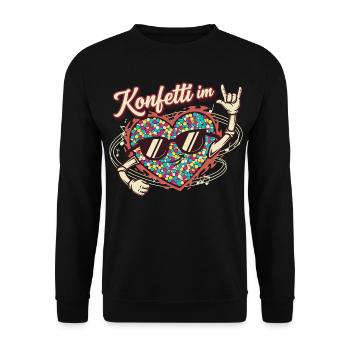 Confettis dans le cœur - Cadeau drôle - Sweat-shirt Unisexe - noir - Devant - Alina (178cm) & Michal (187cm)