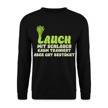 Gym LAUCH MIT SCHLAUCH KAUM TRAINIERT Lustig - Unisex Pullover - Schwarz - Vorne - Alina (178cm) & Michal (187cm)