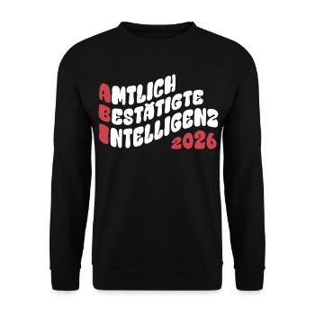 Abi 2026 - Abitur - Retro Flow Style Geschenk - Unisex Pullover - Schwarz - Vorne - Alina (178cm) & Michal (187cm)