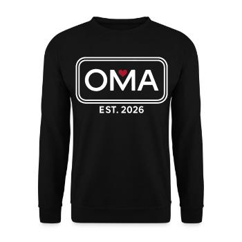 OMA EST. 2026 Proud Grandmother Announcement - Unisex Sweatshirt - black - Front - Alina (178cm) & Michal (187cm)