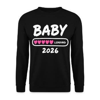 Baby Loading 2026 Schwangerschaft Eltern - Unisex Pullover - Schwarz - Vorne - Alina (178cm) & Michal (187cm)