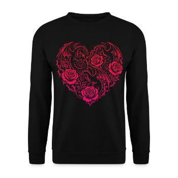 Heart Romantic Dragon Roses And Love - Unisex Sweatshirt - black - Front - Alina (178cm) & Michal (187cm)