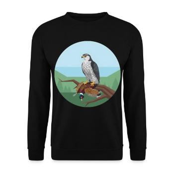 Goshawk with pheasant - Unisex Sweatshirt - black - Front - Alina (178cm) & Michal (187cm)