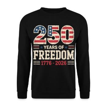 250 Jahre USA Freiheit Unabhängigkeit Design - Unisex Pullover - Schwarz - Vorne - Alina (178cm) & Michal (187cm)
