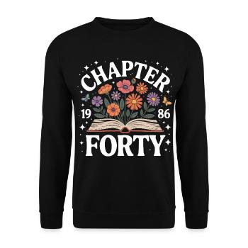 1986 Chapitre 40 Décoration de fleurs sauvages d’anniversaire - Sweat-shirt Unisexe - noir - Devant - Alina (178cm) & Michal (187cm)