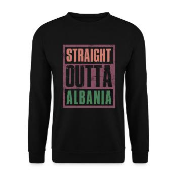 Straight outta Albania - Unisex Pullover - Schwarz - Vorne - Alina (178cm) & Michal (187cm)