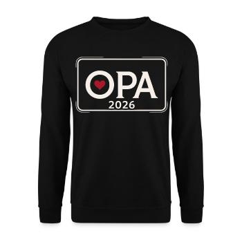 OPA 2026 Stolzer Großvater Ankündigung - Unisex Pullover - Schwarz - Vorne - Alina (178cm) & Michal (187cm)