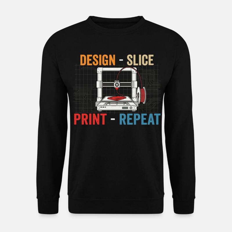3D-Druck Evolution – Design Slice Print Repeat - Unisex Pullover - Schwarz