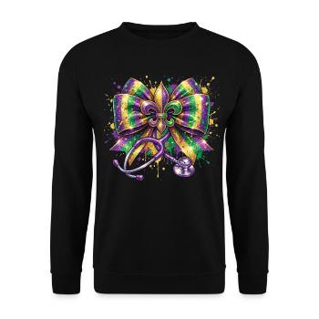 Mardi Gras Krankenschwester Doktorin Fleur De Lys - Unisex Pullover - Schwarz - Vorne - Alina (178cm) & Michal (187cm)