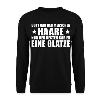 God gave people hair, humor, baldness - Unisex Sweatshirt - black - Front - Alina (178cm) & Michal (187cm)