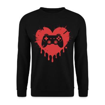Video Games Funny Valentines Day Gamer - Unisex Sweatshirt - black - Front - Alina (178cm) & Michal (187cm)
