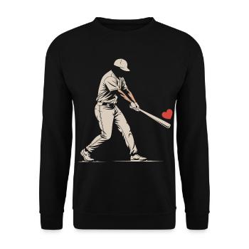 Silhouette Batter Baseball Valentinstagskarte - Unisex Pullover - Schwarz - Vorne - Alina (178cm) & Michal (187cm)