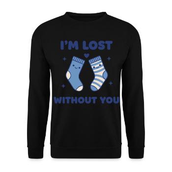 Je suis perdu sans toi – Sweet Socks : jeu de mots - Sweat-shirt Unisexe - noir - Devant - Alina (178cm) & Michal (187cm)