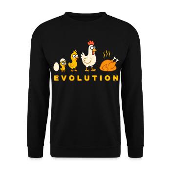 Evolution Chicken Broiler Chicken Funny - Unisex Sweatshirt - black - Front - Alina (178cm) & Michal (187cm)