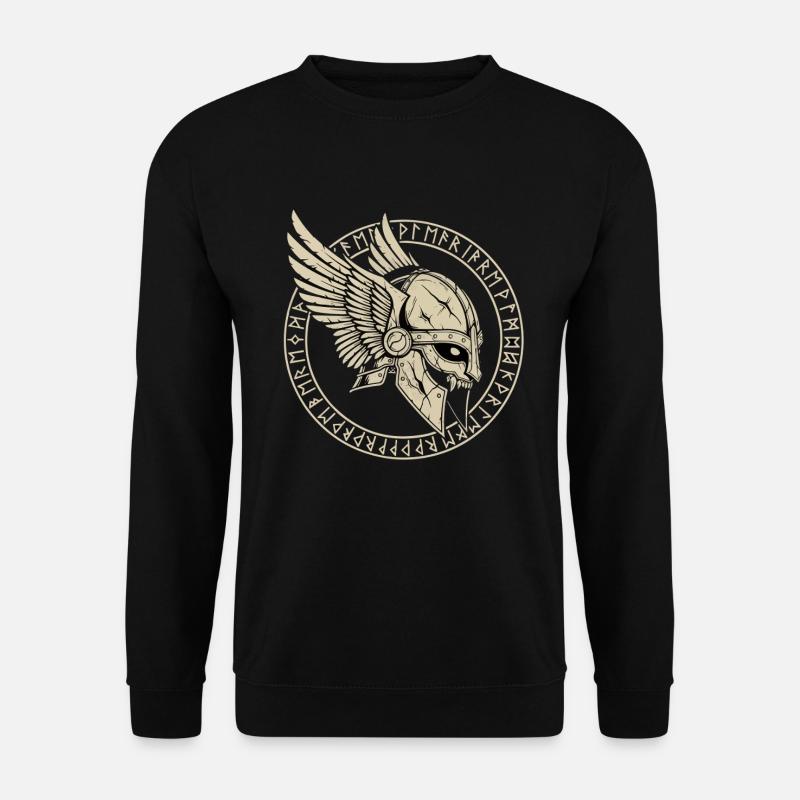 Wikinger Helm Runen Krieger - Unisex Pullover - Schwarz