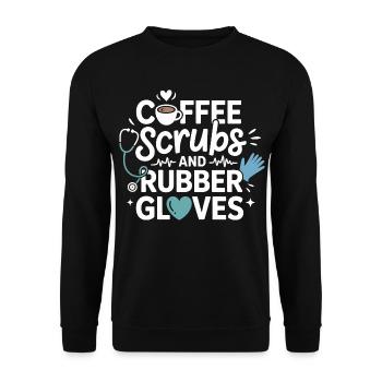 Coffee scrubs and rubber gloves - Unisex Sweatshirt - black - Front - Alina (178cm) & Michal (187cm)