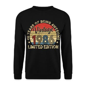 Vintage Vintage 1986 – 40e anniversaire - Sweat-shirt Unisexe - noir - Devant - Alina (178cm) & Michal (187cm)