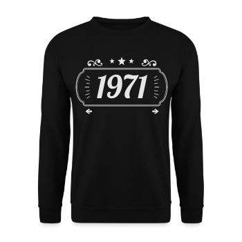 Vintage 1971 Rétro Anniversaire 1971  - Sweat-shirt Unisexe - noir - Devant - Alina (178cm) & Michal (187cm)