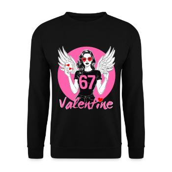 67 Valentine Winged Heroine - Unisex Sweatshirt - black - Front - Alina (178cm) & Michal (187cm)