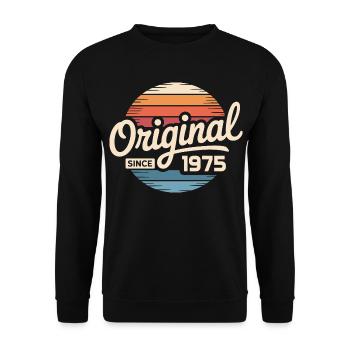Cadeau d’anniversaire vintage 1975 Vintage 1975 - Sweat-shirt Unisexe - noir - Devant - Alina (178cm) & Michal (187cm)