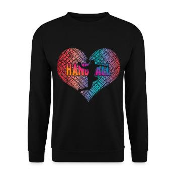 Handball Spielerin Herz - Unisex Pullover - Schwarz - Vorne - Alina (178cm) & Michal (187cm)