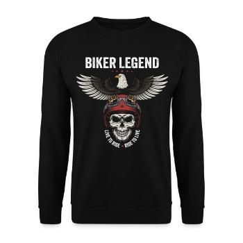 Biker Legend - Live to Ride - Ride to Live - Unisex Pullover - Schwarz - Vorne - Alina (178cm) & Michal (187cm)