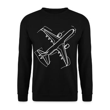 Flugzeug Zeichnung - Unisex Pullover - Schwarz - Vorne - Alina (178cm) & Michal (187cm)