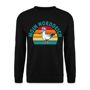 North Sea Holiday MOIN NORDDEICH Funny - Unisex Sweatshirt - black - Front - Alina (178cm) & Michal (187cm)