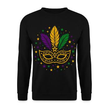 Karneval Maske mit Federn & Sternen - Unisex Pullover - Schwarz - Vorne - Alina (178cm) & Michal (187cm)