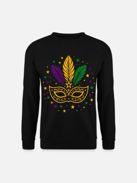 Carnival Mask with Feathers & Stars - Unisex Sweatshirt - black