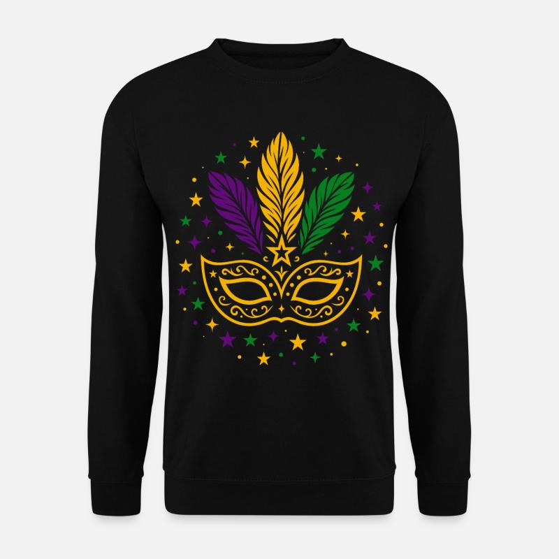 Carnival Mask with Feathers & Stars - Unisex Sweatshirt - black