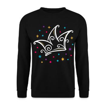 Casquette de fou de carnaval moderne avec étoiles et confettis - Sweat-shirt Unisexe - noir - Devant - Alina (178cm) & Michal (187cm)