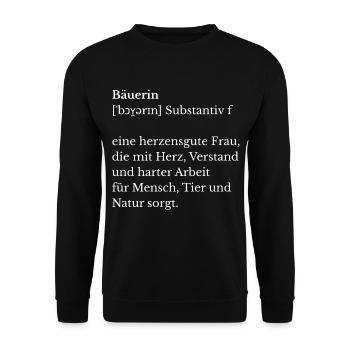 Farmer's Wife T-Shirt – Strong Statement for Country Life - Unisex Sweatshirt - black - Front - Alina (178cm) & Michal (187cm)