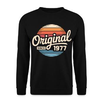 Cadeau d’anniversaire vintage 1977 Vintage 1977 - Sweat-shirt Unisexe - noir - Devant - Alina (178cm) & Michal (187cm)