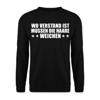 Reason must give way to hair - bald head - Unisex Sweatshirt - black - Front - Alina (178cm) & Michal (187cm)