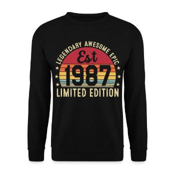 39th Anniversary 1987 Gift 39 Years, Vintage 1987 - Unisex Sweatshirt - black - Front - Alina (178cm) & Michal (187cm)