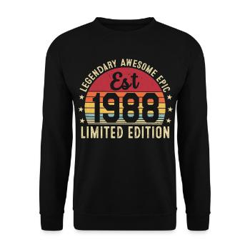38th Anniversary 1988 Gift 38 Years, Vintage 1988 - Unisex Sweatshirt - black - Front - Alina (178cm) & Michal (187cm)