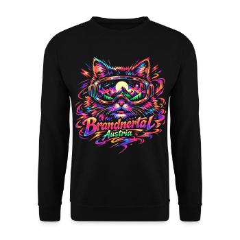 Retro Mountain Panorama Cat Ski Goggles Austria Funny - Unisex Sweatshirt - black - Front - Alina (178cm) & Michal (187cm)